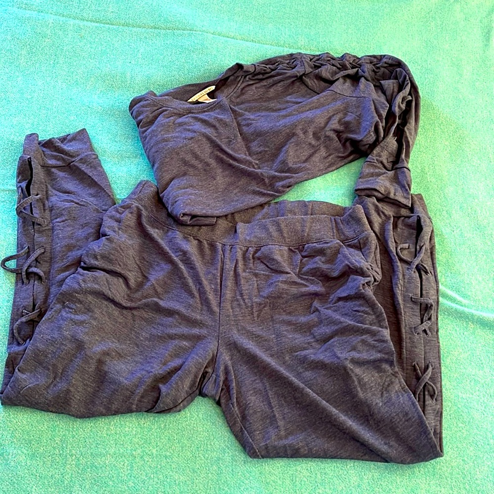 VS Sweats Set - indigo blue side laced pants and top